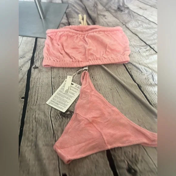 LISA MARIE FERNANDEZ Victor stretch-cotton bandeau terry bikini
